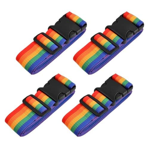 Image of Heavy Duty Luggage Straps for Suitcases Packing Belts Travel Accessories Adjustable Bag Strap 4pc Rainbow