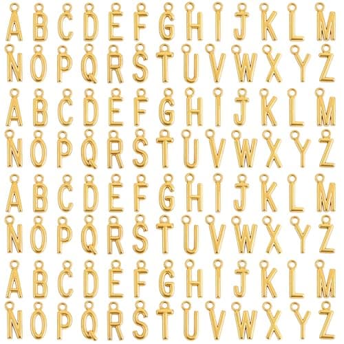 Image of 104PCS 4 Sets Metal Letters Gold Letter Charms A-Z Alloy Initial Charm Gold Filled Abc Capital Alphabet Charms DIY Bracelet Necklace Pendants for Jewelry Making (Gold)
