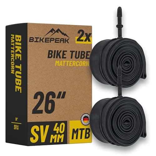 Image of BikePeak Inner Tube MTB 26 Inch with black Presta Valve 40 mm – Bicycle SV Tube ETRTO 40/62-559, 650B – Set of 2 Tubes Mattercorn