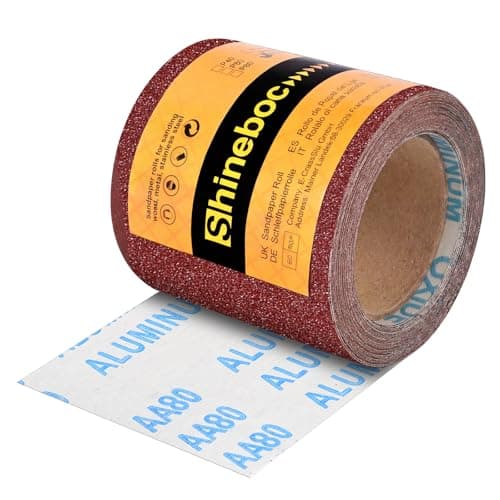 Image of Shineboc Sandpaper Roll 80 Grit, 115mm x 10m Emery Cloth Sanding Rolls for Wood Metal Stainless Steel Hand Sanders