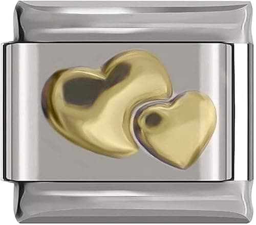Image of Double Heart 9mm Italian Style Charm Link - fits all Classic 9mm Italian Style Charm UK stock