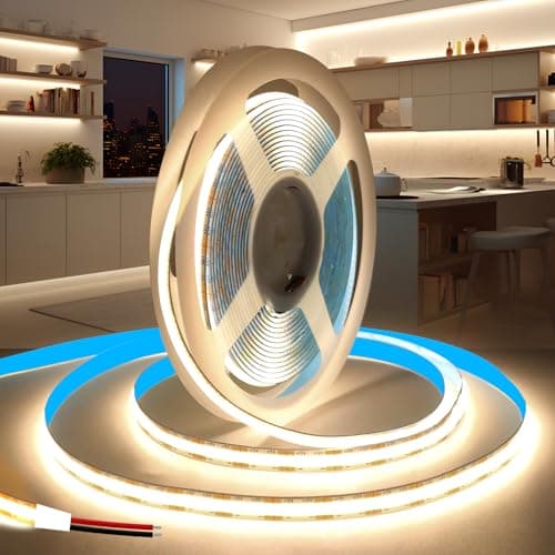 Image of KSIBNW 24V COB LED Strip 10m/32.8ft, Natural White 4000K Led Strip Lights 8mm Width LED Tape Lights Flexible CRI90+ Uniform Dotless for Bedroom Cabinet Kitchen Decoration (No Power Supply)