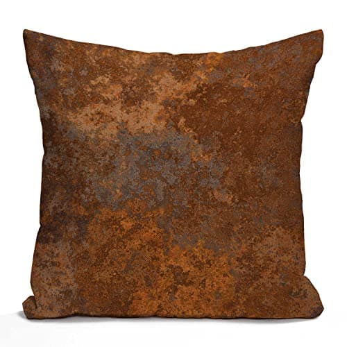 Image of Tomda Cushion Cover Brown Copper Old Rusty Metal High Resolution Orange Rustic Decorative Pillowcase Throw Pillow Cover Case for Sofa Bedroom Car 45x45cm 18x18 Inch