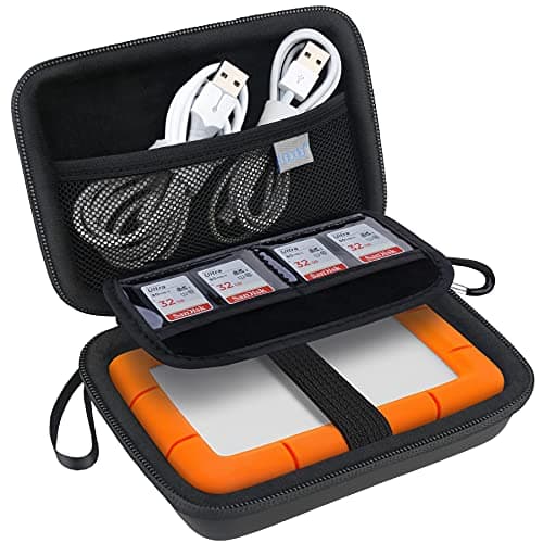 Image of Lacdo Hard Drive Carrying Case for LaCie Rugged Mini/Rugged Thunderbolt USB 3.0 2.0 USB-C External Hard Drive Portable HDD 1TB 2TB 4TB 5TB EVA Shockproof Protective Storage Holder Travel Bag, Black