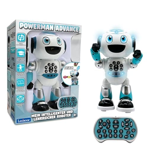 Image of Lexibook - Powerman Advance Remote Control Robot Interactive Educational Toy for Kids Walks, Dances, Plays Music, Make and Tell Stories, Programmable STEM - ROB28DE