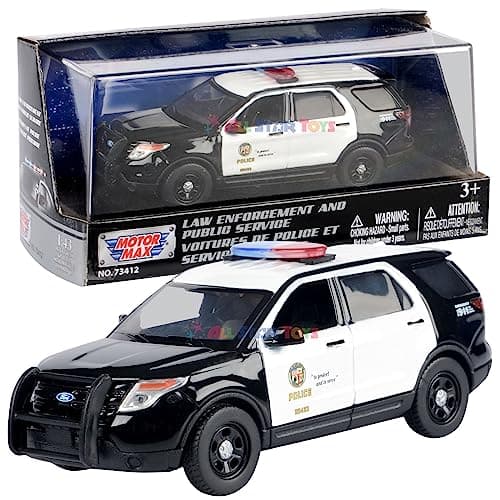 Image of 2015 Police Interceptor Utility Black and White LAPD (Los Angeles Police Department) 1/43 Diecast Model Car by Motormax 79493