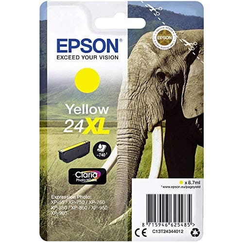 Image of Epson 24XL Yellow Elephant High Yield Genuine, Claria Photo HD Ink Cartridge, XL High Capacity