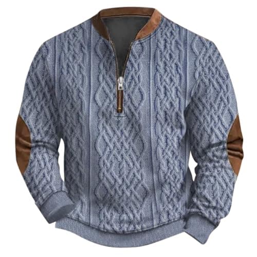 Image of Generisch Pullover Men's Sweatshirt Sweater Jumper Men's Pullover Men's Sweatshirt with 3D Print Half Zip Printed - Winter Sweatshirt, blue, XL