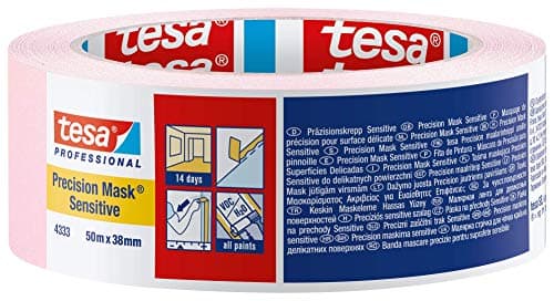 Image of tesa UK 4333-00021-02 Precision Sensitive,Razor Sharp Edge and Low Tack Masking Tape for Indoor Painting and Decorating, Residue Free Removal, 50 m x 50 mm, 50mm, Clear