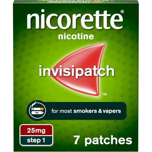 Image of Nicorette InvisiPatch, Nicotine Patches Step 1, 25mg, 7 Nicotine Patches, Effective and discreet Stop Smoking and Stop Vaping Aid, to Beat Cravings & Withdrawal Symptoms (Quit Smoking or Vaping)