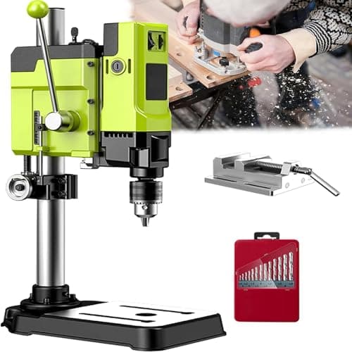 Image of MZBDYYF Electric Bench Drill Press Holder, Bench Drill Press Stand, 6-Speed Speed Design, Lifting Head, Height-Adjustable Precision Punched and Thickened Base Can Be Used for Electric Drilling