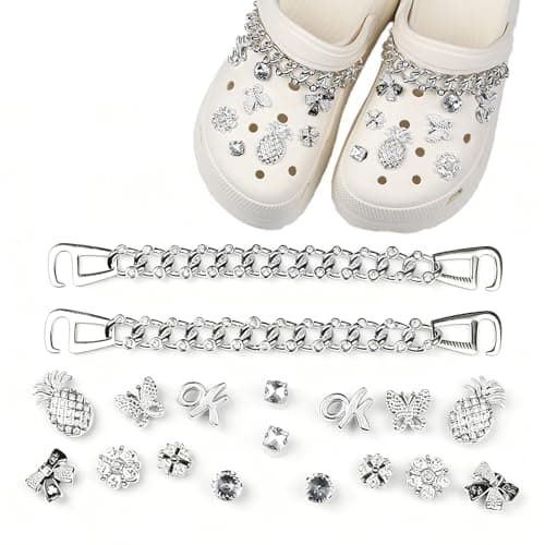 Image of VPB 18 Pcs Shoe Charms for Clog Shoes,Bling Crystal Rhinestone Clog Sandals Decorations Charms,Shining Shoe Decoration Charms for Women Girls Birthday Christmas Party Gifts
