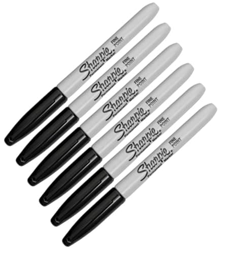 Image of 6 x Sharpie Permanent Marker Fine Point Black - NEW
