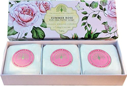 Image of The English Soap Company, Gift Boxed Hand Soaps, Summer Rose, 3 x 100g