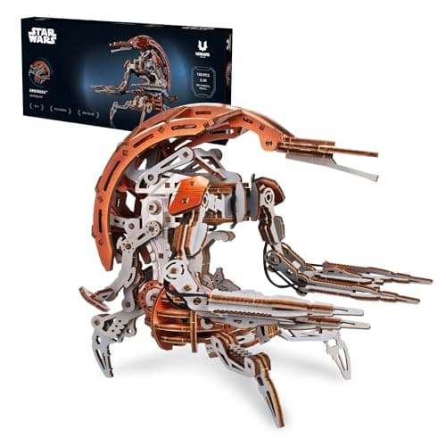 Image of UGEARS Star Wars Droideka 3D Puzzle – Star Wars Gifts for Men – Wooden Model Kits for Adults to Build – 3D Wooden Puzzles for Adults Model Kit – Mechanical DIY Hobby Kit, Engineering Set, Brain Teaser