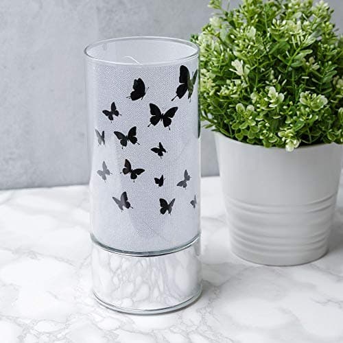 Image of Hestia Glass Butterfly Design Tube with LED Lights - 20cm - Decorative Lighting for The Home