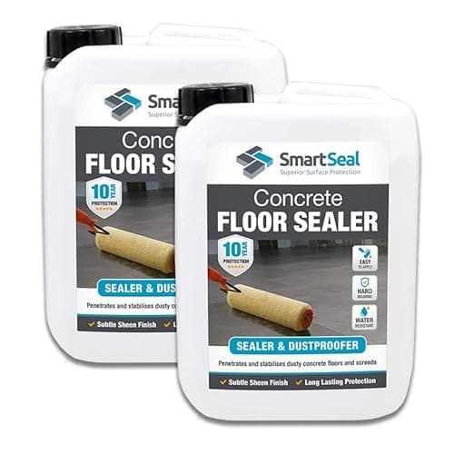 Image of SmartSeal Concrete Floor Sealer - 2 x 5 Litres - Premium Exterior & Interior Concrete Sealer and Dustproofer with Satin Sheen Finish – Easy to Apply, Stain & Water Resistant Sealant