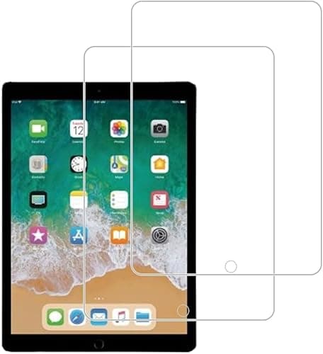 Image of World biz [2-Pack] Screen Protector for iPad Pro 12.9 Inch (2017/2015), 9H Tempered Glass Film Compatible with iPad 12.9 inch (1st / 2nd Generation), Bubble Free, Case Friendly]