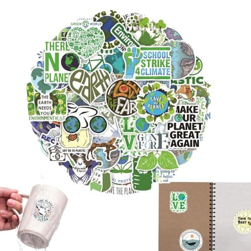 Image of Nature Stickers Pack, 50 Green Cartoon PVC Stickers, 50 Pcs | Unique Teen Stickers Supplies for Laptops, Notebooks, Desk