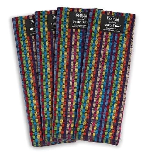 Image of Emma Barclay Tea Towels for Kitchen Packs of 4 100% Cotton Terry Tea Towels Multicoloured Kitchen Home Household Essentials Dish Towels Kitchen Cloths Utility Design 4 Pack