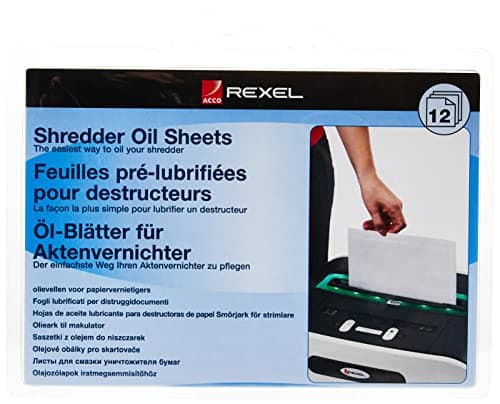 Image of Rexel Shredder Oil Sheets, Pack of 12, A5 Size, Shredder Maintenance, 2101948,Blue
