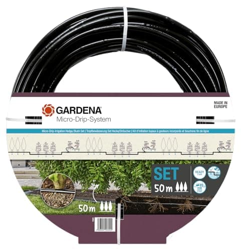 Image of Gardena Micro-Drip-System Drip Irrigation Set Hedges/Bushes (50 m): Starter set, ready to use, water-saving irrigation system, simple & flexible connection technology (13501-20)