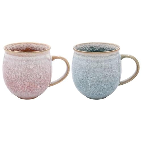 Image of Lesser & Pavey Reactive Glaze Mugs Set of 2 | Ceramic Coffee Mugs Set for Home or Work | Designed By Elements | Lovely Mugs for Tea, Coffee & Hot Drinks