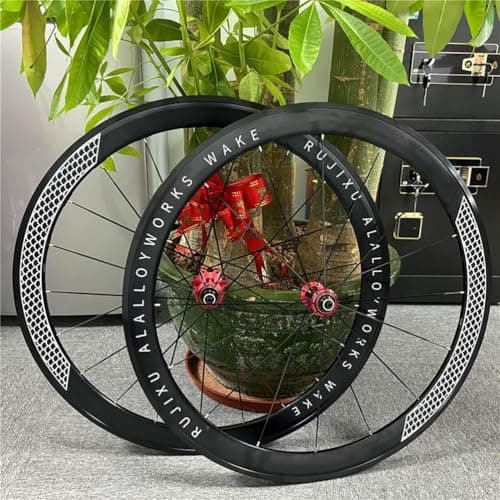 Image of KUNYOS Front And Rear Wheels 700C Brake C/V Set of Wheels for Road Bikes Height 30/40/50Mm Aluminum Alloy Rims Quick Release Hubs for 7-12 Speed Cassettes 16/21H,Red,50mm