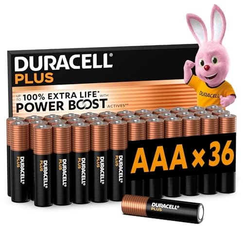 Image of DURACELL Plus AAA Batteries (36 Pack) – Alkaline Batteries 1.5V – Up to 100% Extra Life with POWER BOOST Actives– Reliability For Everyday Devices – 0% Plastic Packaging – 10-Year Storage-MN2400