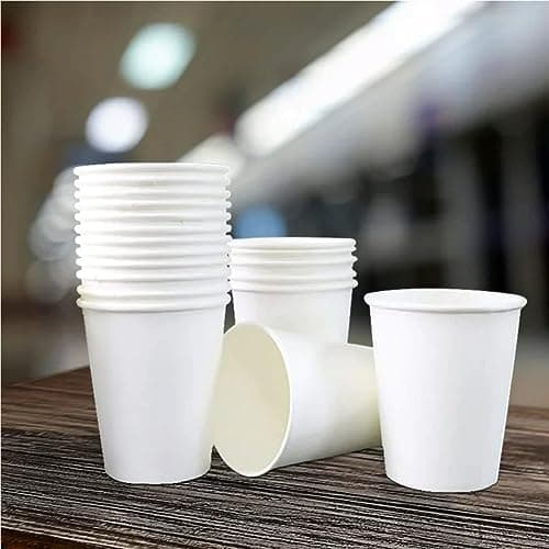 Image of HOT BARGAINS Single Wall Paper Cups for Hot Drinks, 12oz/360ml Capacity, White, 100 Count