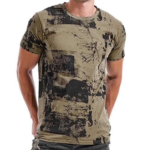 Image of RONOMO Men's Round Neck Short Sleeved T-Shirt | Medium Elasticity | Soft and Breathable | Pre Shrunk Treatment| (FK Army Green S)
