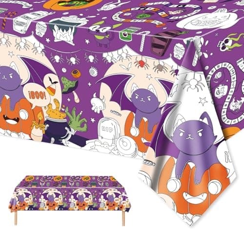 Image of Halloween Coloring Tablecloth Kids, Colouring Paper Sheets,Pumpkin, Ghost, Colour Your Own Tablecloth, 137x274cm Giant Colouring Poster for Class Home Activity Gifts Children Halloween Party Favors