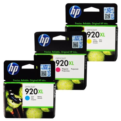 Image of HP Officejet 920XL 3 Inkjet Ink Cartridge Colour Combo Value Pack - Cyan Magenta Yellow Easy Mail - Multipack Cartridges