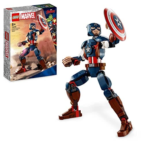 Image of LEGO Marvel Captain America Construction Figure Buildable Toy with Shield, Avengers Collection, Play and Display Superhero Bedroom Accessory, Birthday Gift for Kids, Boys, Girls Aged 8+ 76258