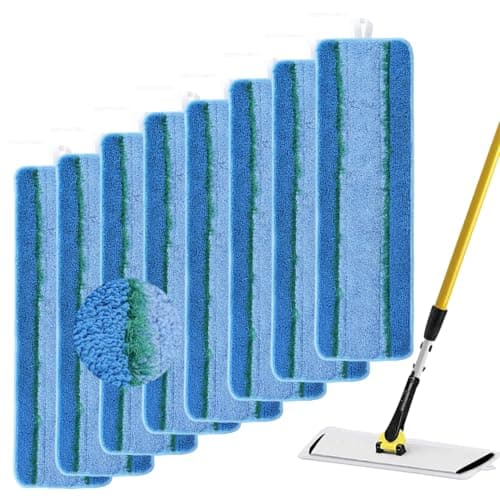 Image of Upgraded Replacement Microfiber Mop Pads for Rubbermaid Commercial 18 Inch Mop 17 Inch Mops, Reusable Wet & Dry Commercial Cleaning Flat Mops System 18" 17" Refill Head for Multi-Surface Floor-8 Pack
