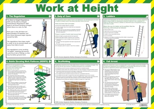 Image of Safety First Aid Group A716T Work at Height Poster, 59 x 42 cm