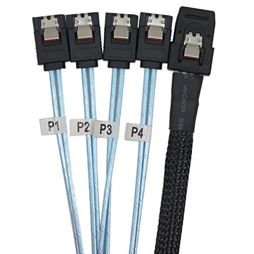 Image of CableDeconn Internal Mini SAS 36Pin (SFF-8087) Male to 4 SATA 7Pin with Latch Forward Breakout Cable