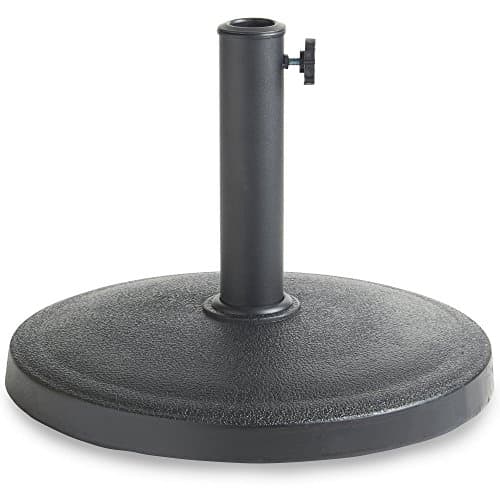 Image of VonHaus Parasol Base 12kg – Umbrella Stand for Outdoor, Garden, Patio – Heavy Duty Parasol Holder Comes with Tightening Screw – Round Shape, Durable Polyresin, Black – H33 x D44cm, Hole Diameter 57mm