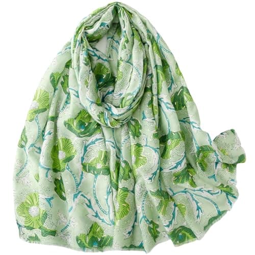 Image of FAIRYGATE Green Scarf for Women UK Polyester Scarves with Nature Prints Botanical Designs Adds a Touch of Scarfs 99044