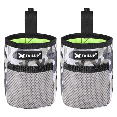 Image of Lanjue 2 Pieces Small Dog Treat Bags, Camouflage Color Dog Treat Pouch with Waist Belt Clip 600D Oxford Cloth Dog Walking Bag Treat Pouch for Dog Training