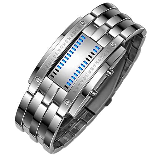 Image of Bracelet Digital Sport Luxury Men's Steel Watches Date LED Stainless Men's Watch Watch Bracelet for Women (Silver, One Size)