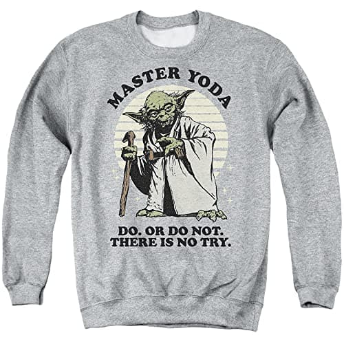 Image of Cotton Soul Star Wars Master Yoda Crew Sweatshirt, Grey Heather, XXL