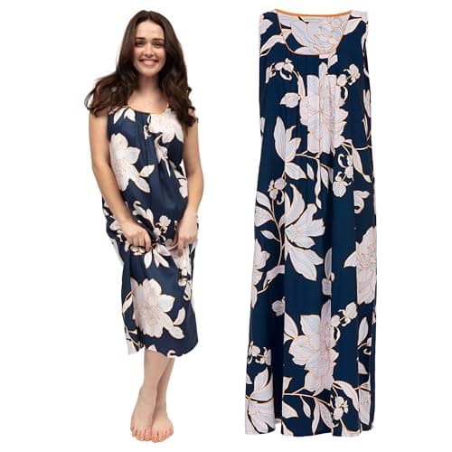 Image of Cyberjammies Auburn Women's Floral Print Long Nightdress | Soft Cotton Modal Fabric Ladies Nightdress with Pleated Front, Comfortable Night Gown Women’s Nightwear for Relaxed Evenings | Size 10
