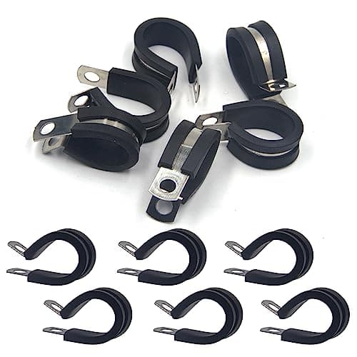 Image of BESTYCHAO Pipe Clamps,12Pcs 19mm(3/4") Hose Clips,Stainless Steel Rubber Lined P Clips for Cord, Wire,Hose,Tube