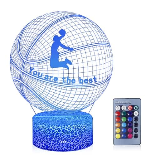 Image of 3D Illusion Slam Dunk Kung Fu Dunk Jam Slamdunkl Night Lamp Light 16 Color Change Touch White Crack Base with Remote Control Birthday Gift for Boys and Girls Party Kids Home Decor Bedroom Desk