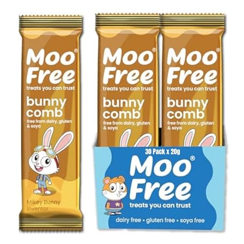 Image of Moo Free Vegan Chocolate Gift Box – 30x20g BunnyComb Dairy Free & Gluten Free Bars – Kids Treat Box for Birthday, Easter, Halloween & Christmas