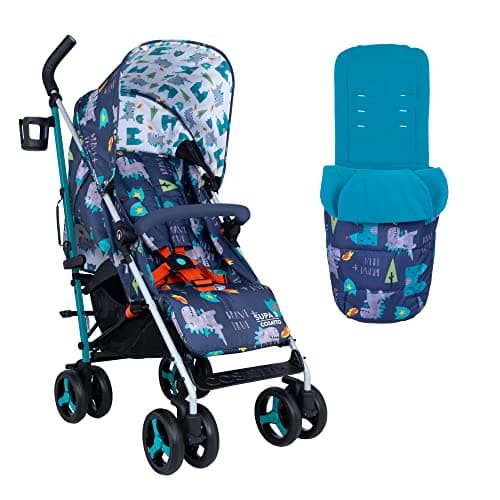 Image of Cosatto Supa 3 Pushchair – Lightweight Stroller from Birth to 25 kg | Compact Fold, Large Shopping Basket, Footmuff (Dragon Kingdom)