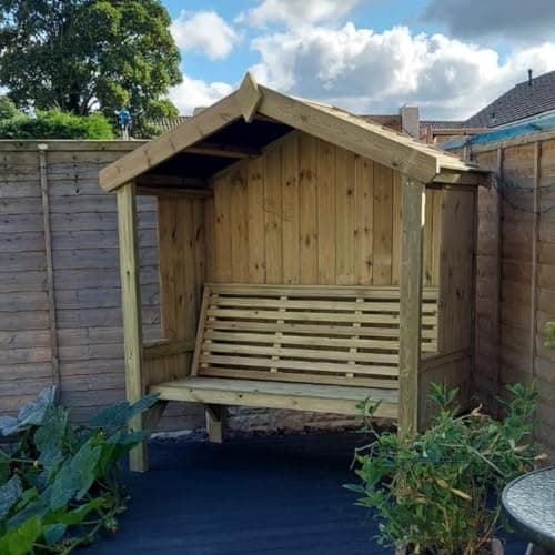 Image of Office Needs Direct Cottage Outdoor Wooden Garden Patio Arbour Seating 3 Seater