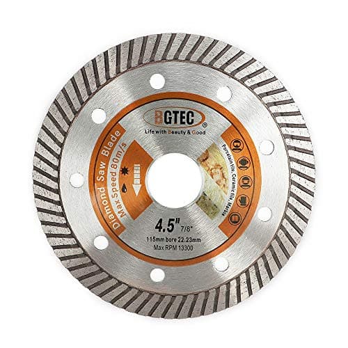 Image of BGTEC Diamond Tile Blade 115mm Super Thin Turbo Rim Concrete Porcelain Saw Blade with 22.23mm Arbor for Cutting Porcelain Tile Ceramic Granite Marble Hard Material Cutting Disc