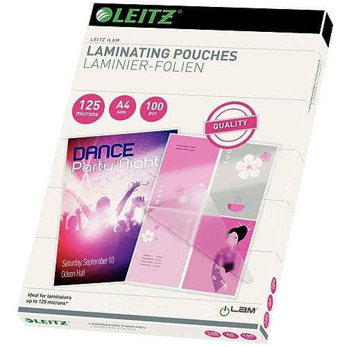 Image of Leitz A4 33808 Glossy Laminating Pouches - Clear (Pack of 100)
